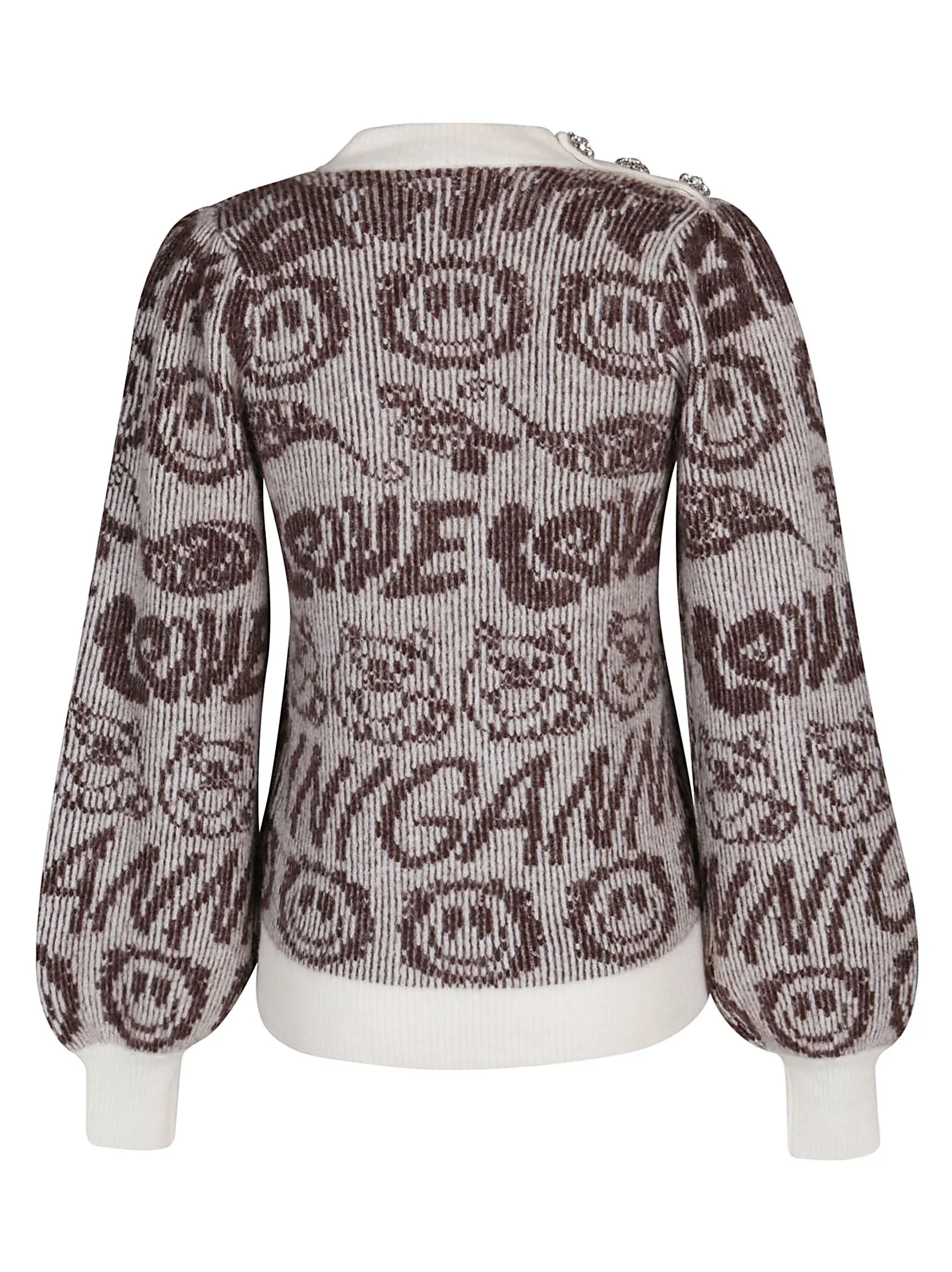 Ganni Graphic Intarsia Balloon-Sleeved Sweater