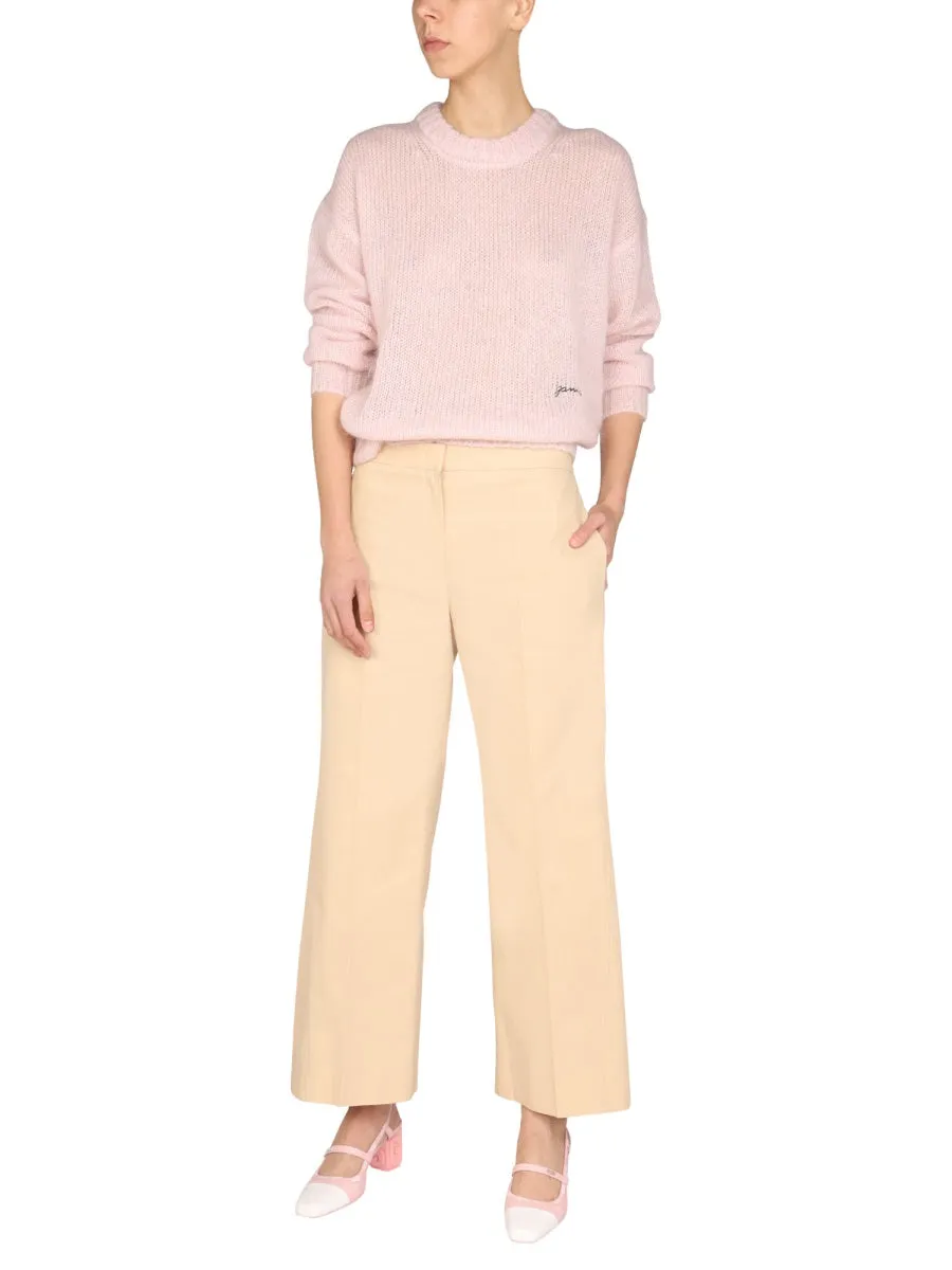 Ganni Logo Embroidered Knit Jumper