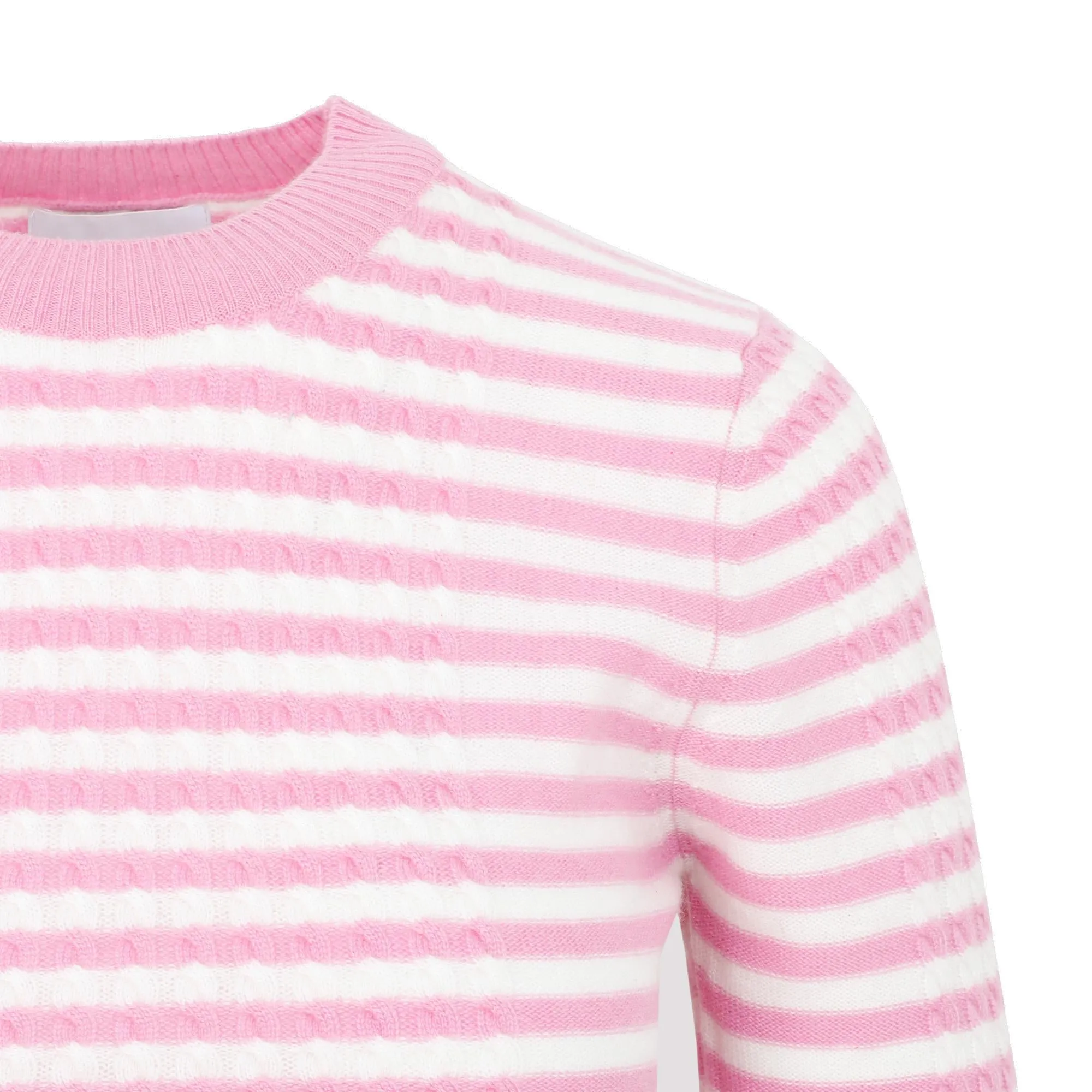 Ganni Striped Logo Embroidered Short Sleeved Sweater