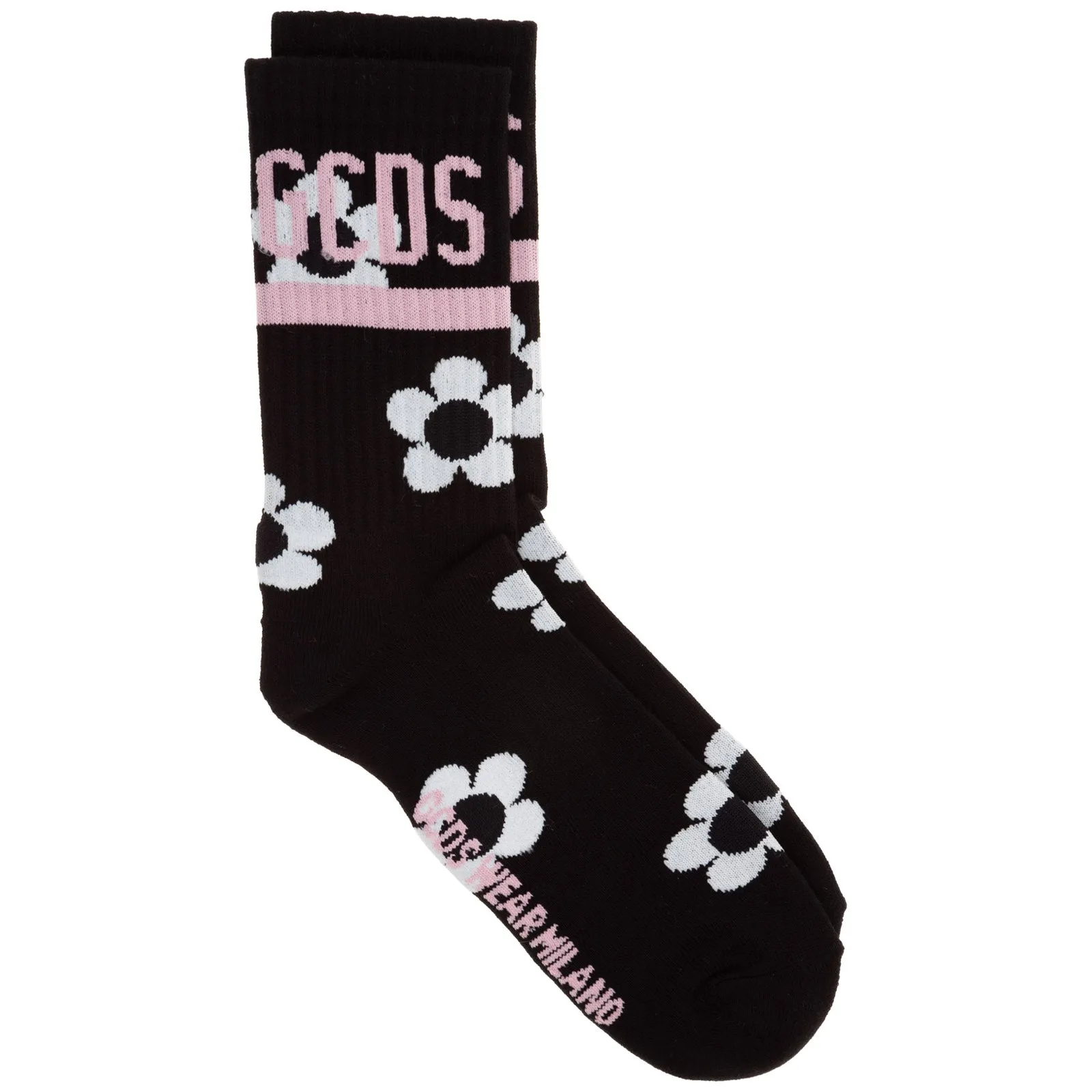 GCDS Logo Intarsia Floral Detailed Socks