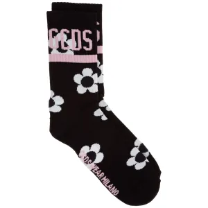 GCDS Logo Intarsia Floral Detailed Socks
