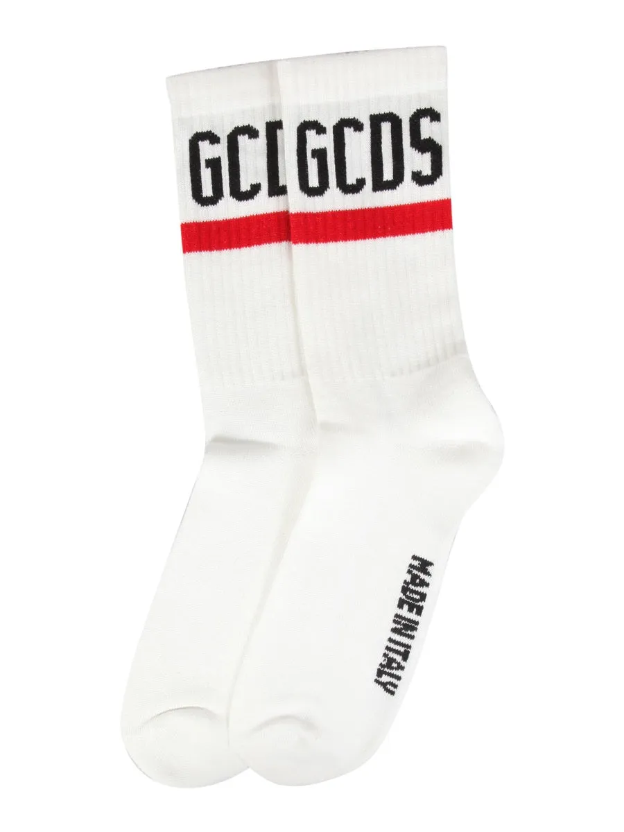 GCDS Logo Intarsia Ribbed Socks
