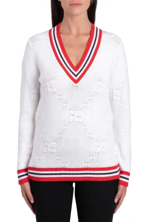 Gucci Stripe Trim Knitted Logo Sweater