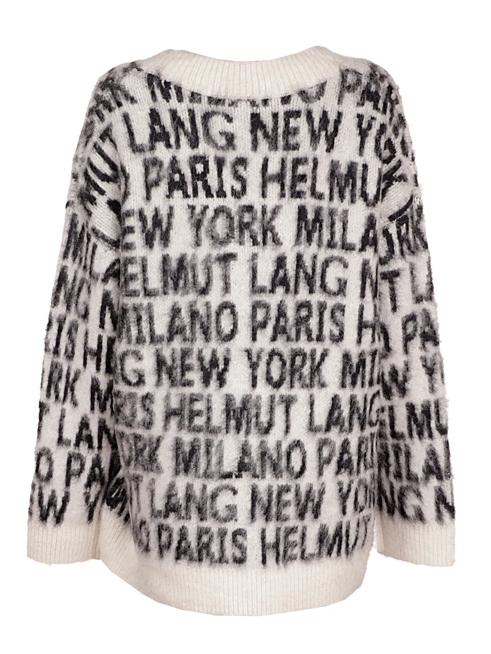 Helmut Lang Allover Logo Printed V-Neck Sweater