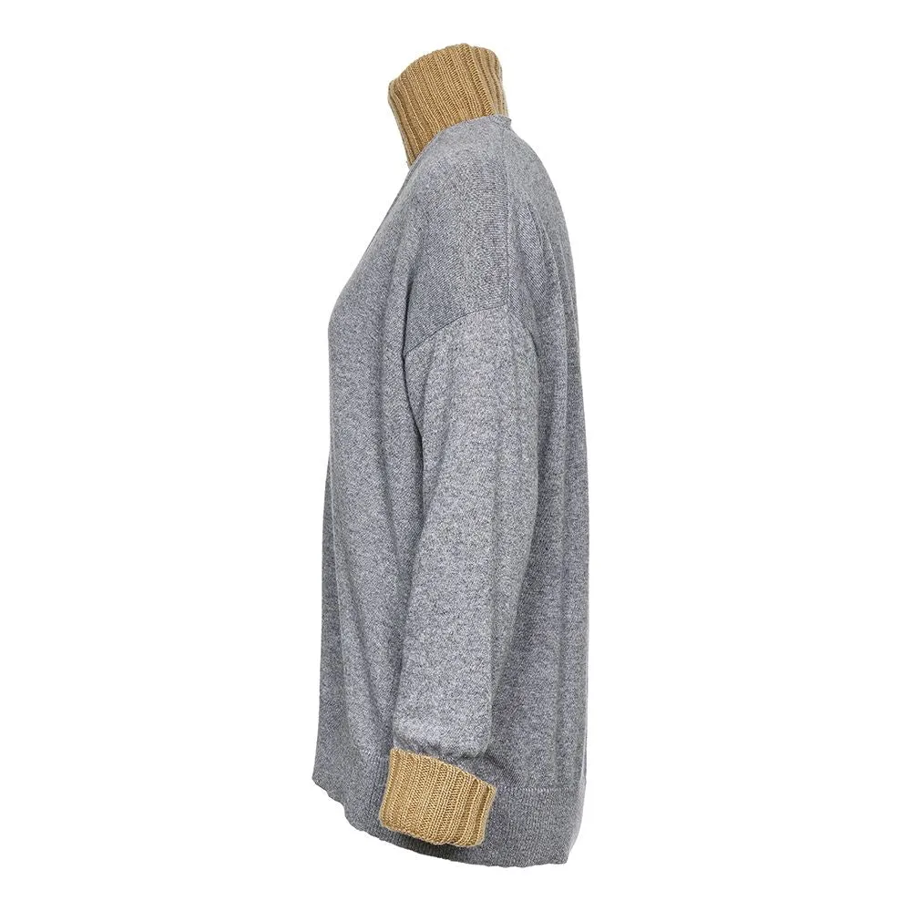 Jejia Layered Turtleneck Knit Cardigan