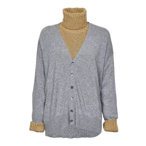 Jejia Layered Turtleneck Knit Cardigan