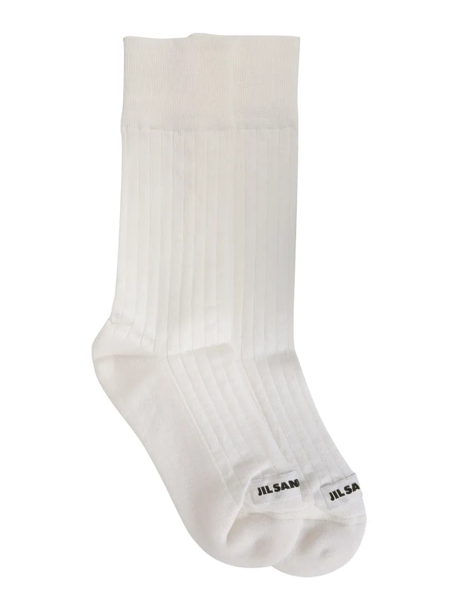 Jil Sander Logo Patch Ribbed Socks