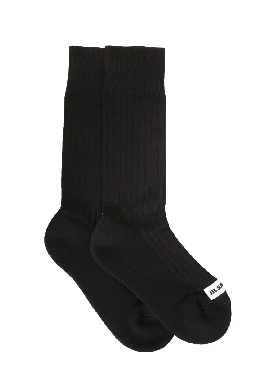 Jil Sander Logo Patch Ribbed Socks