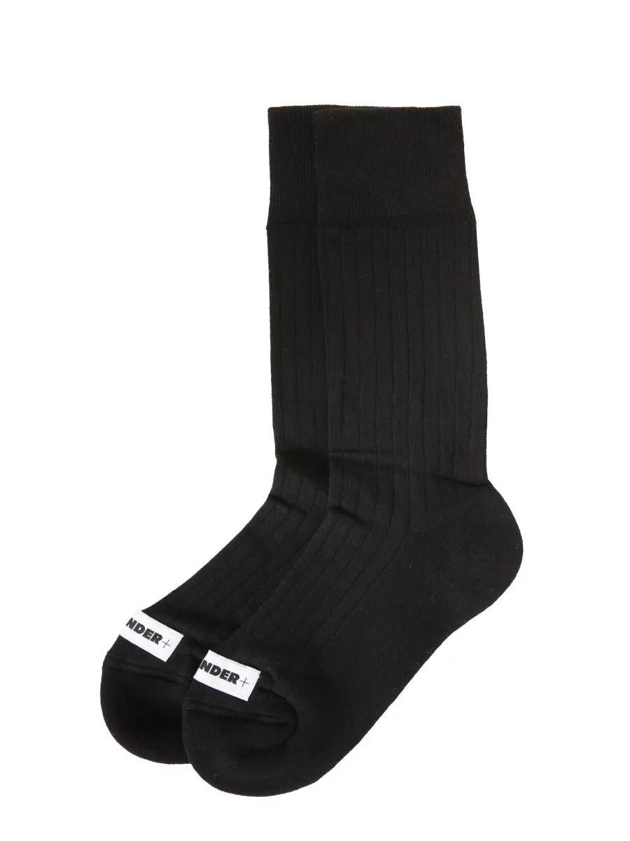 Jil Sander Logo Patch Ribbed Socks