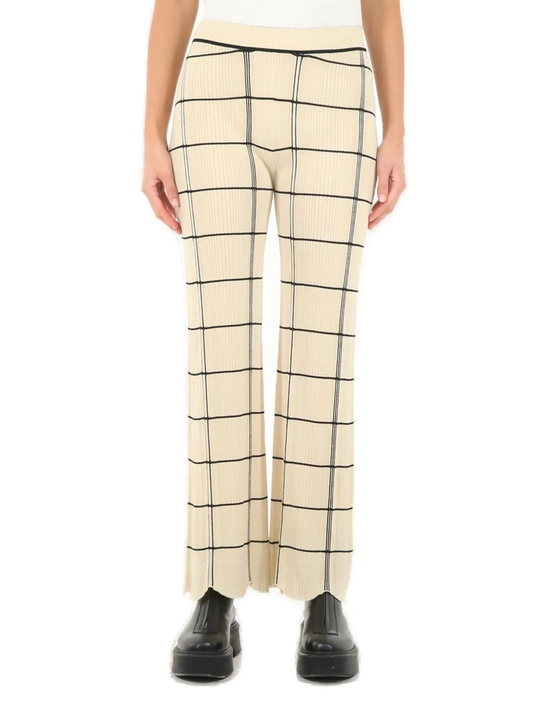 Jil Sander Scallop-Hem Checkered Pants
