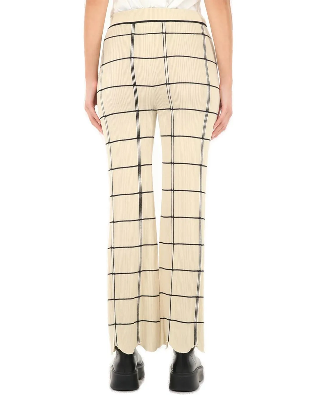 Jil Sander Scallop-Hem Checkered Pants