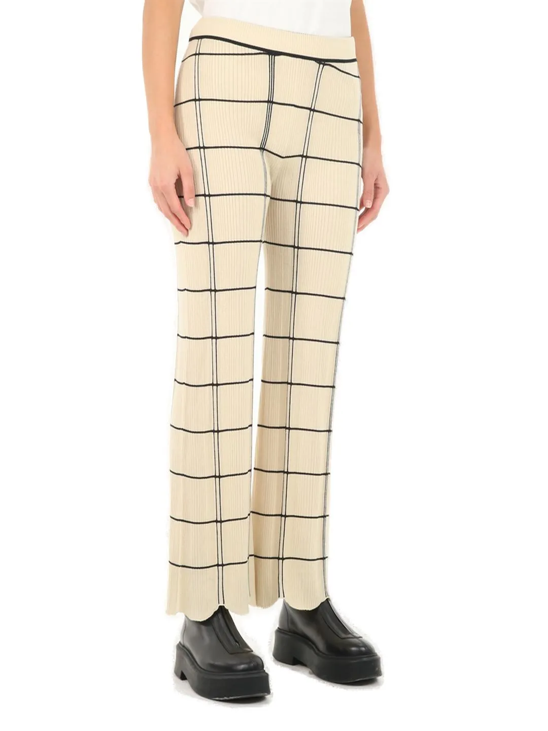 Jil Sander Scallop-Hem Checkered Pants