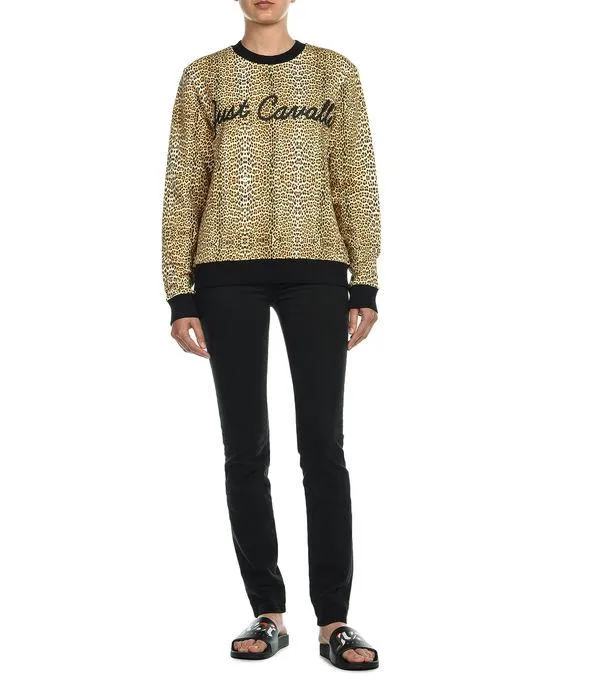 Just Cavalli Leopard Print Crewneck Sweater