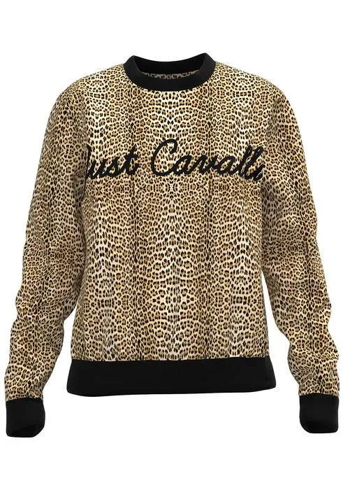 Just Cavalli Leopard Print Crewneck Sweater