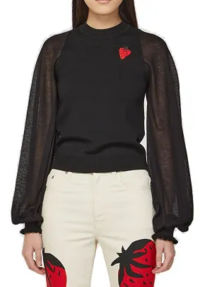 JW Anderson Strawberry Embroidered Long-Sleeved Sweater