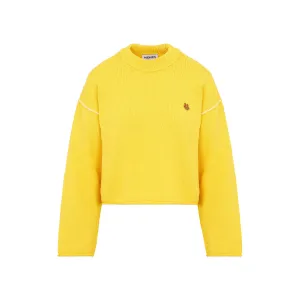 Kenzo Logo Patch Round Neck Ribbed Knit Sweater