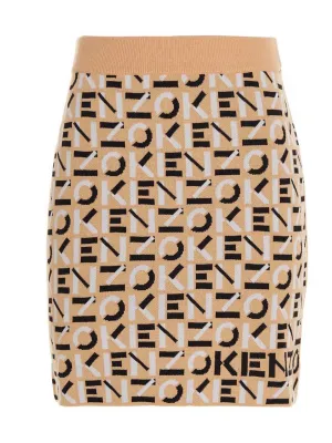 Kenzo Monogram Pattern Knit Mini Skirt