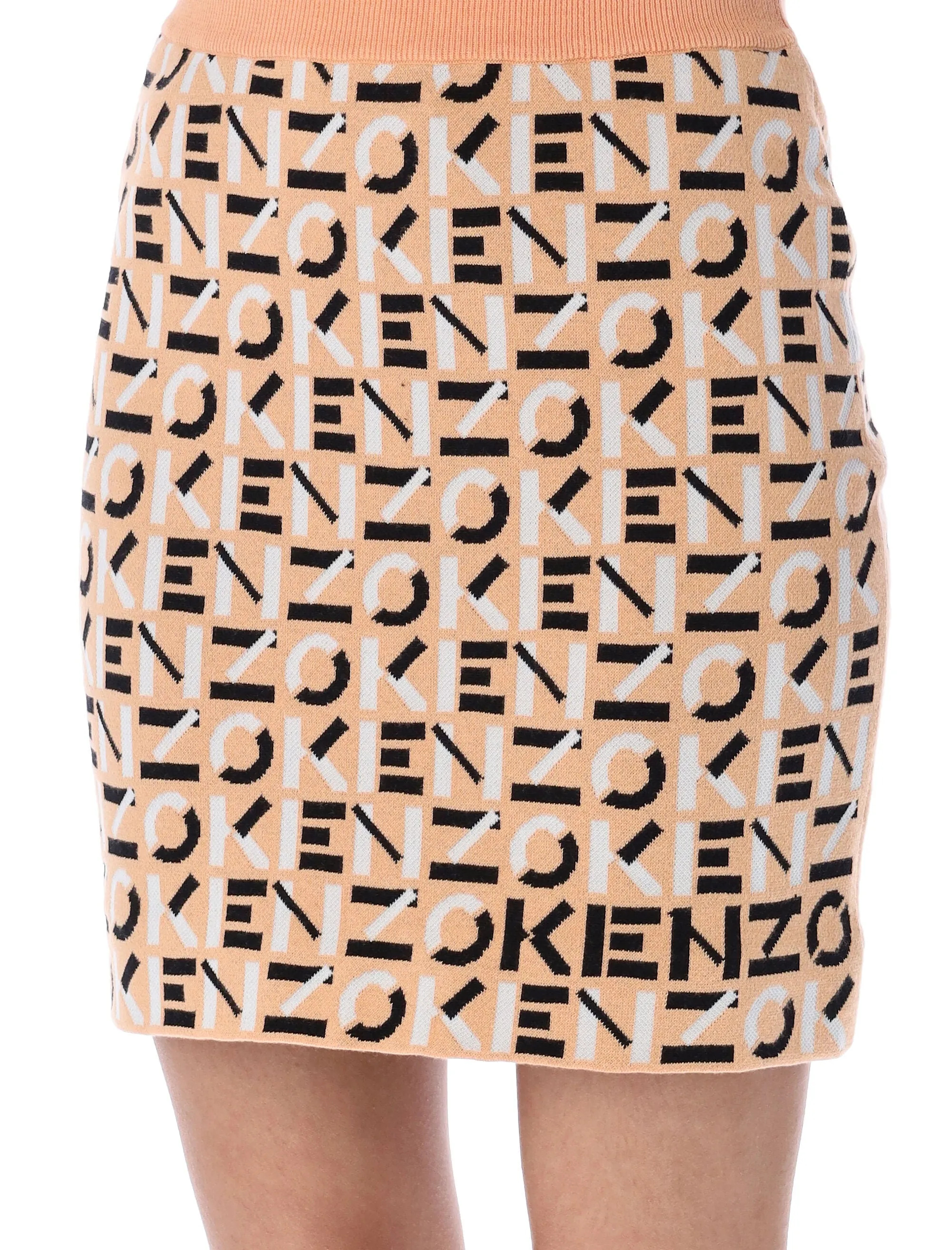 Kenzo Monogram Pattern Knit Mini Skirt