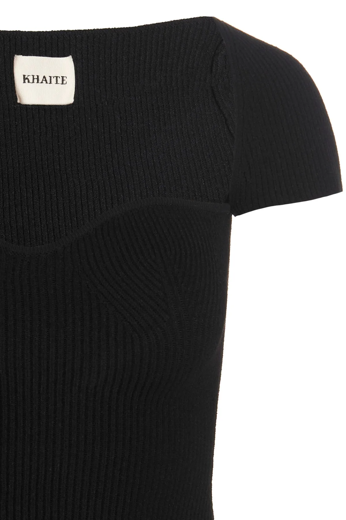 Khaite Ista Cap-Sleeved Rib Knit Top