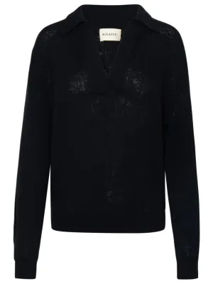 Khaite Jo Open-Neck Polo Sweater