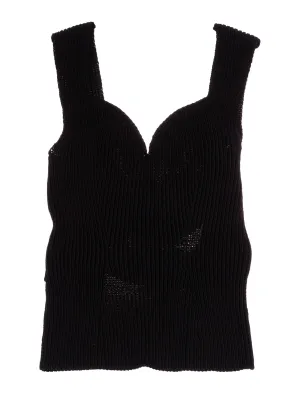 Khaite Sleeveless Fitted Ribbed-Knit Top