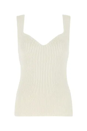 Khaite Sleeveless Fitted Ribbed-Knit Top