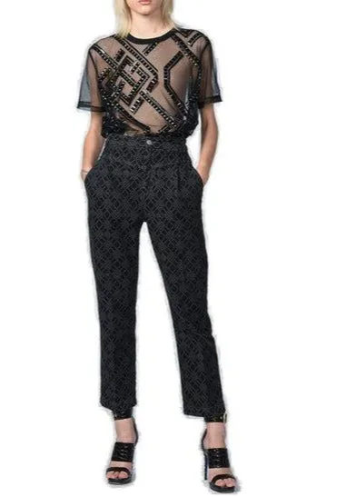 Koch High Waist Monogram Denim Trousers