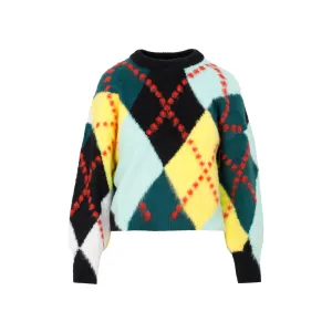 Loewe Argyle Cropped Crewneck Sweater
