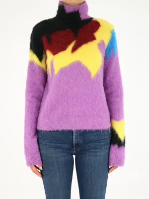 Loewe High-Neck Intarsia Knit Sweater