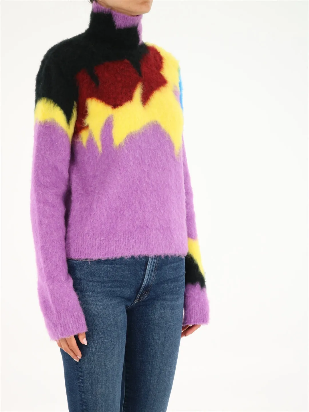 Loewe High-Neck Intarsia Knit Sweater
