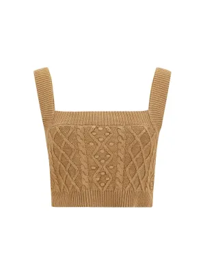 Loulou Studio Dune Cable-Knit Cropped Top