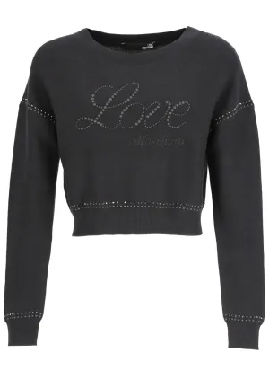Love Moschino Logo Studded Cropped Sweater