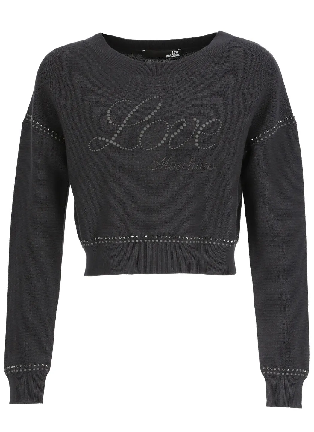 Love Moschino Logo Studded Cropped Sweater