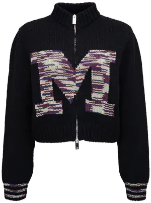 M Missoni Logo Intarsia Zipped Knit Cardigan