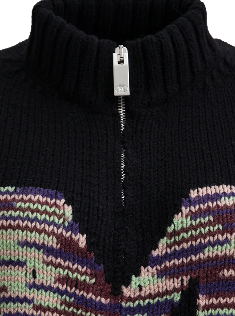M Missoni Logo Intarsia Zipped Knit Cardigan