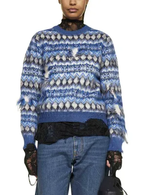 Maison Margiela Jaquard Distressed Knit Sweater