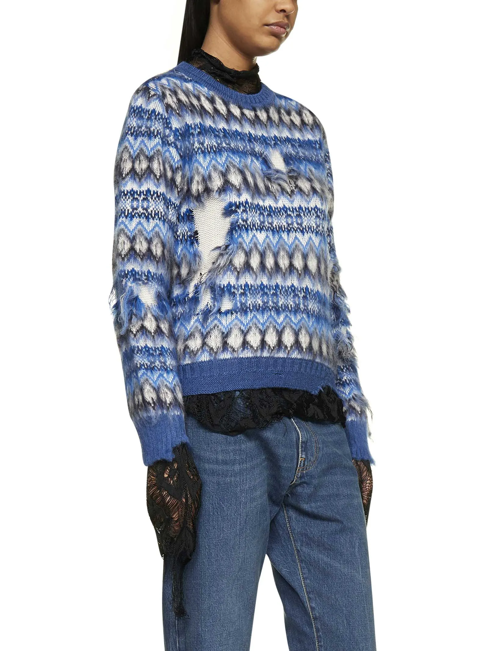 Maison Margiela Jaquard Distressed Knit Sweater