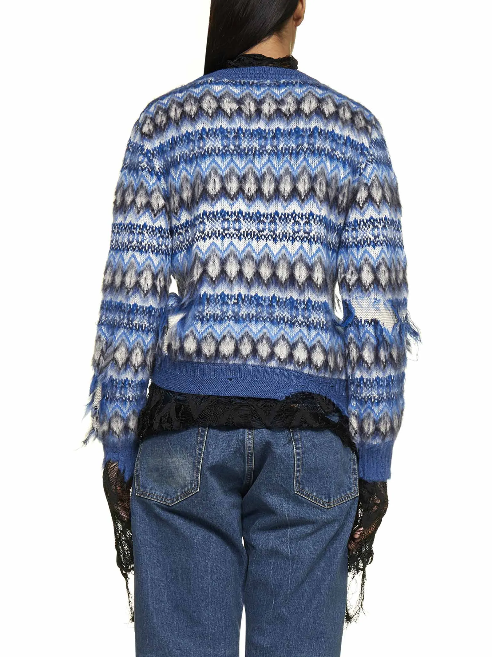 Maison Margiela Jaquard Distressed Knit Sweater