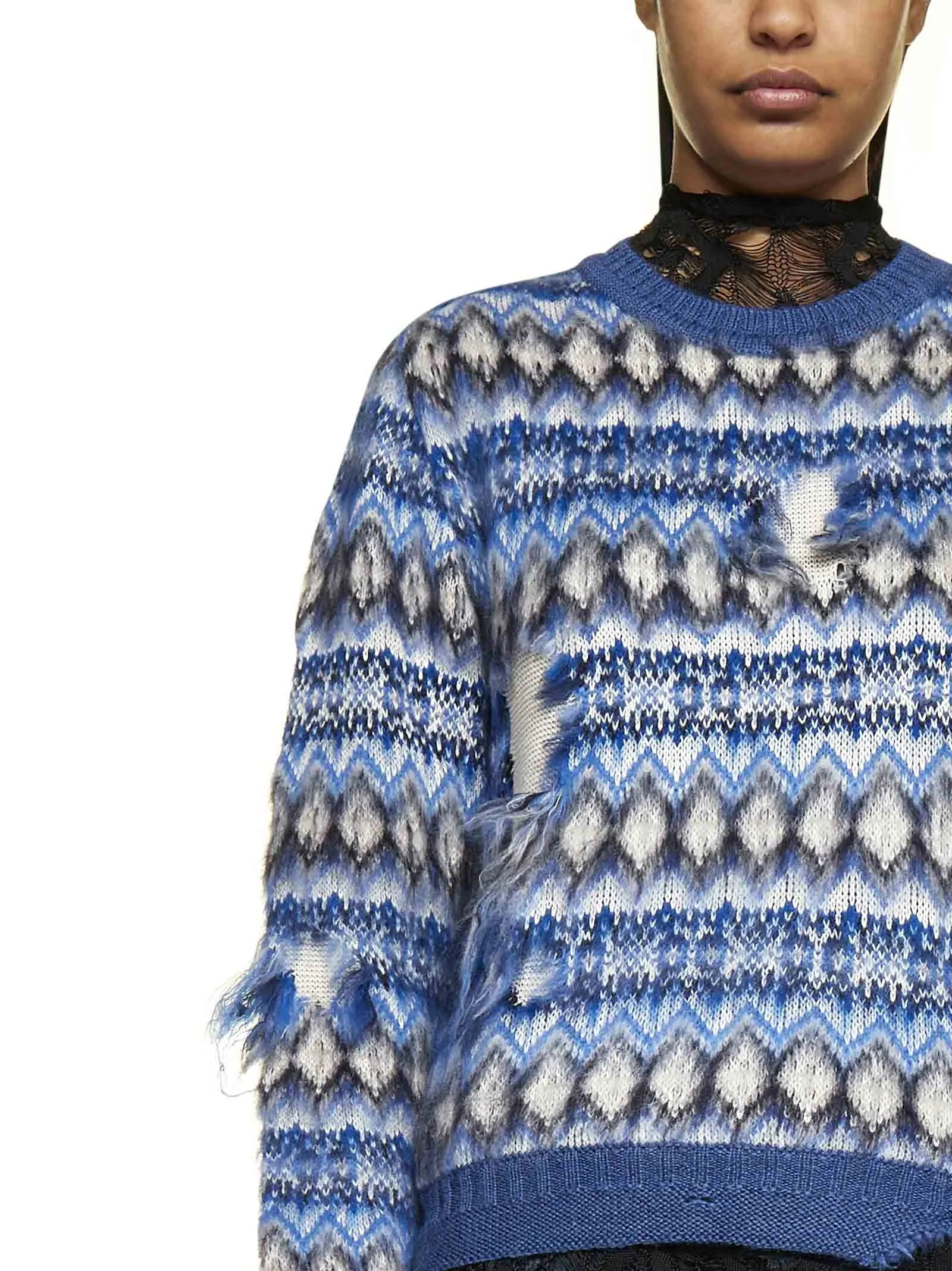 Maison Margiela Jaquard Distressed Knit Sweater