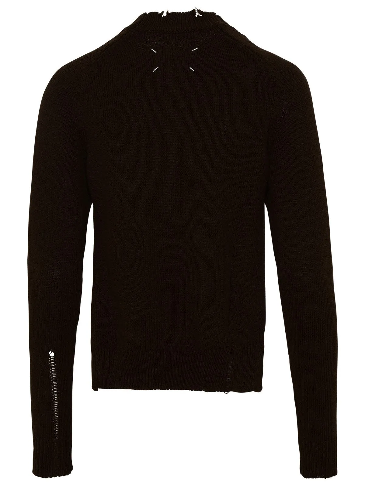 Maison Margiela Ripped-Detail Crewneck Knit Jumper