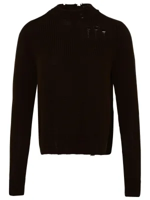 Maison Margiela Ripped-Detail Crewneck Knit Jumper