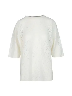 Malo Pointelle-Knit Round Neck Sweater
