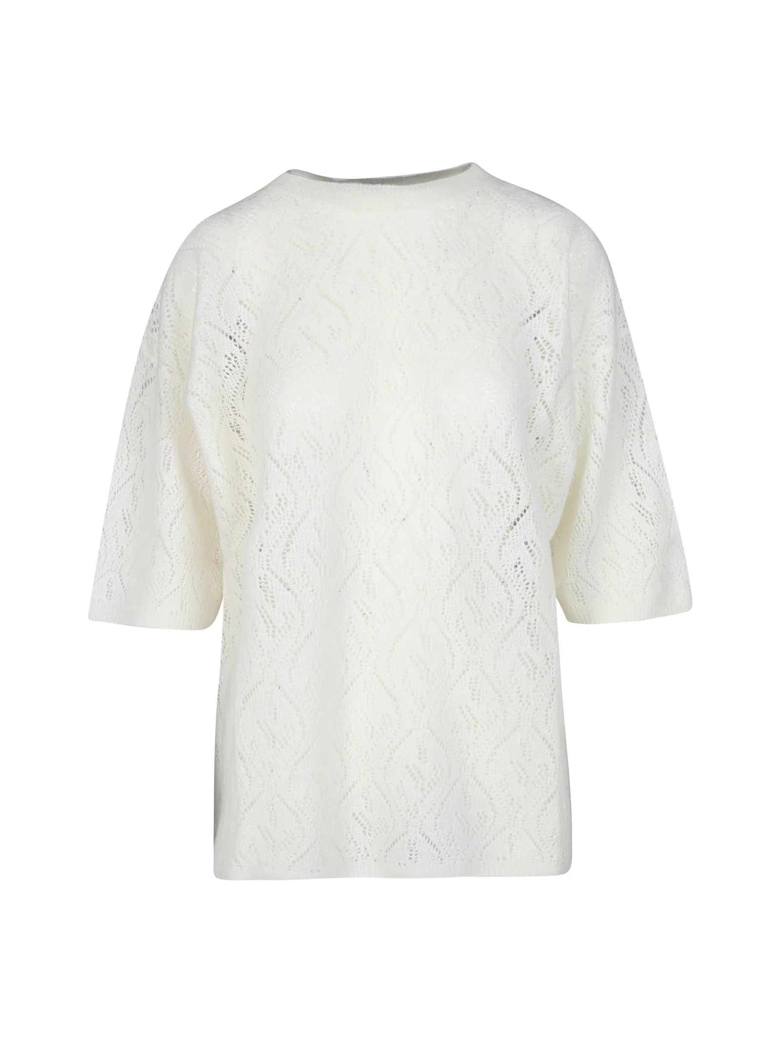 Malo Pointelle-Knit Round Neck Sweater