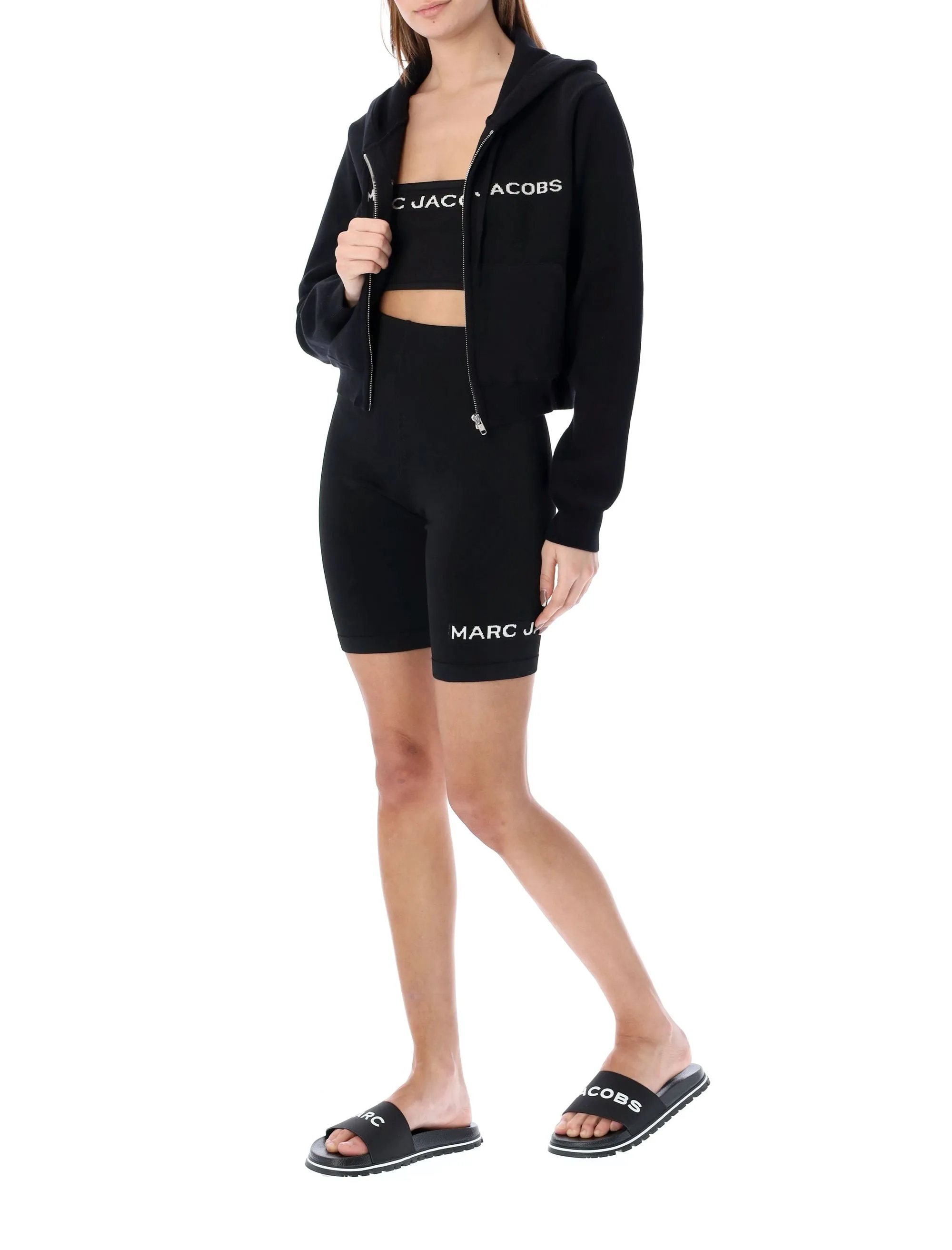 Marc Jacobs Logo Intarsia-Knit Cropped Hoodie