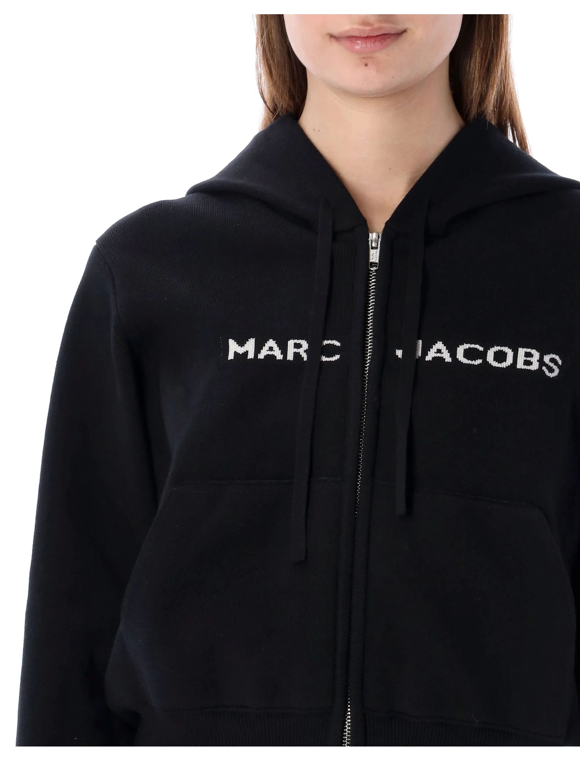 Marc Jacobs Logo Intarsia-Knit Cropped Hoodie