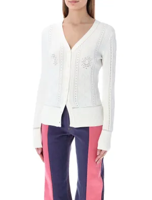 Marine Serre Lunar Pointelle-Knit Buttoned Cardigan