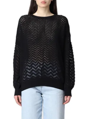 Missoni Semi-Sheer Chevron-Knit Crewneck Jumper
