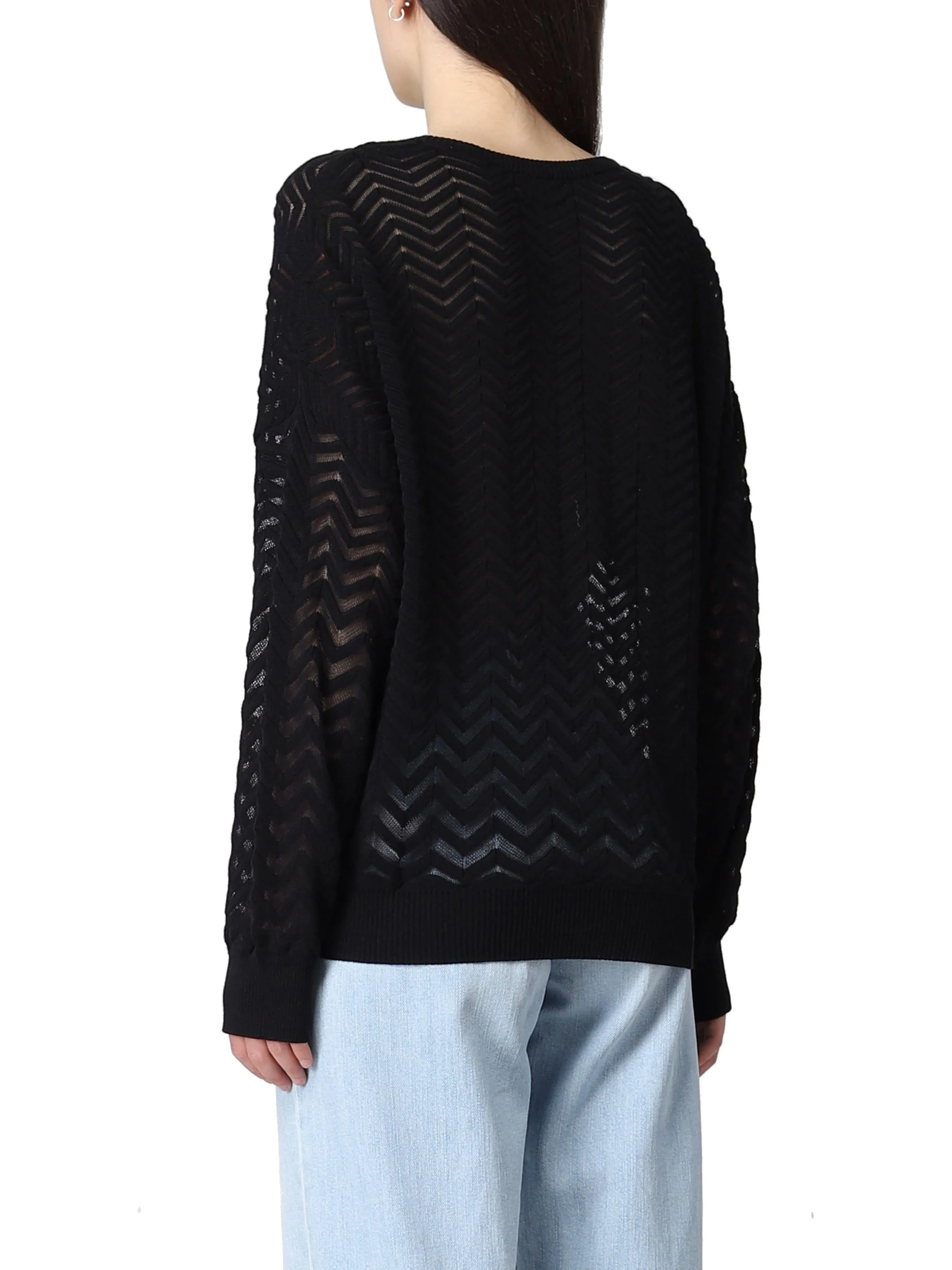 Missoni Semi-Sheer Chevron-Knit Crewneck Jumper