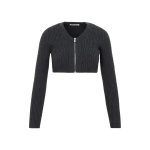 Miu Miu Zipped Long Sleeved Cropped Sweater