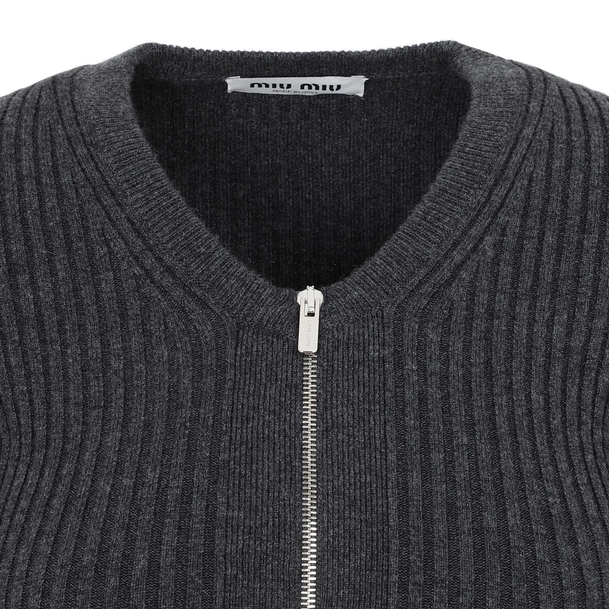 Miu Miu Zipped Long Sleeved Cropped Sweater